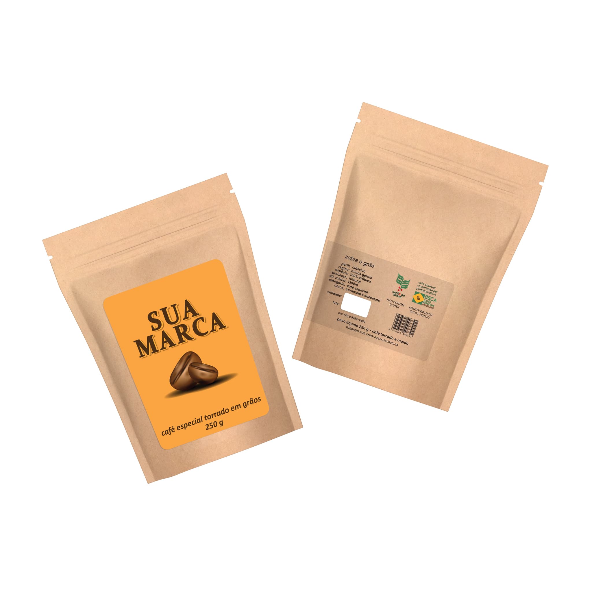Embalagem Pacote 250g - 100 unidades - Private Label Café Campeiro